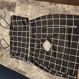 Grid slit cami mini skirt set